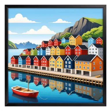 A coastal town in norway, apartment blocks sticker
