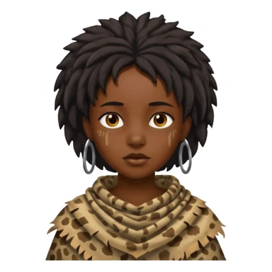 ancient black girl, tattered animal cloth sticker