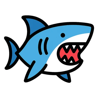 stylized shark with sharp teeth sticker