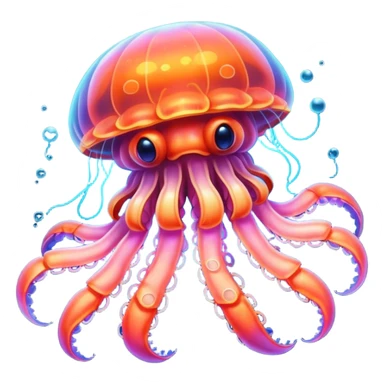 Neon glowing jellyfish-crab-squi sticker
