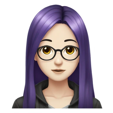 split purple and black hair with pale skin who wears glasses anime girl sticker