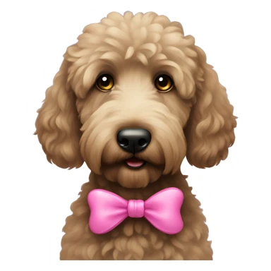 Black Goldendoodle with pink bow sticker