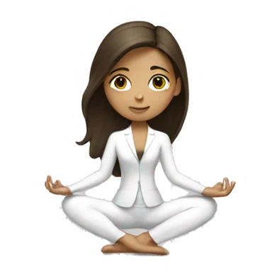 Brunette girl doing yoga in white suit  sticker