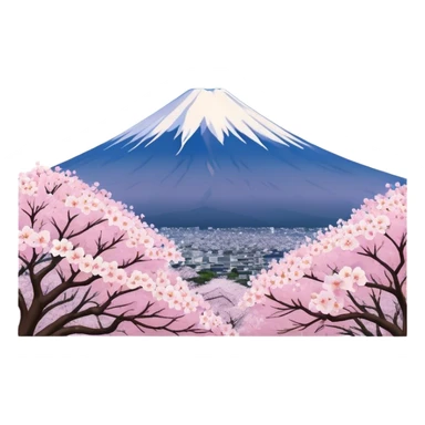 mount fuji with sakuras, no frame sticker