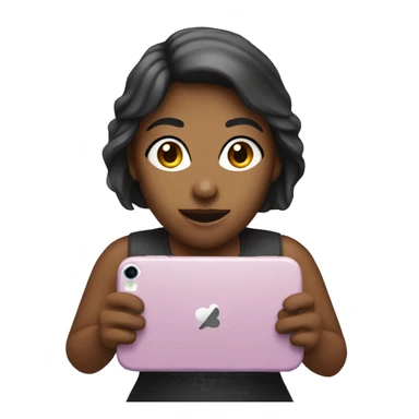 woman holding phone to viewer. sticker