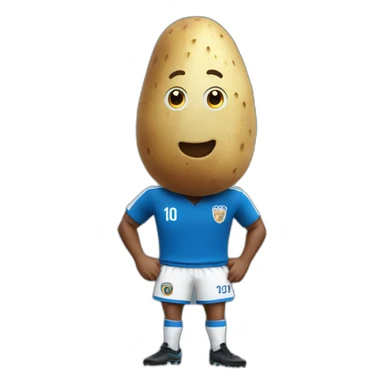 Tall potato wearing a blue soccer shirt sticker