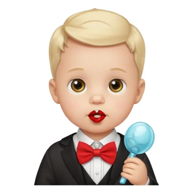 baby guy, with pacifier, wearing pastor custome, red bow tie sticker