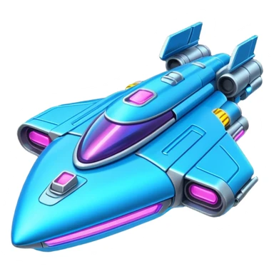 Neon spaceship with guns sticker