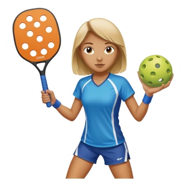 girl in action pose with pickleball paddle, no text sticker