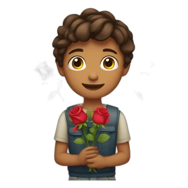 boy carry rose flowers for love  sticker