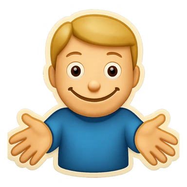 Edit the poker face emoji with a blank expression, offering a warm hug, with a weird smile, keep the background transparent. sticker