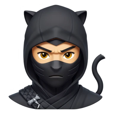 clash-of-clans-aesthetic_-cinematic-mysterious-male-ninja-portrait-emoji, rendered in a flat, vector-style similar to standard emojis with minimal shading and bold, simplified shapes, head slightly turned, revealing only intense, focused eyes, perched on a sleek panther moving silently through the shadows. sticker