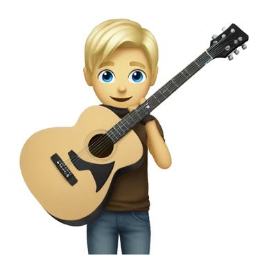 blond boy blue eye play guitar sticker