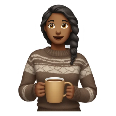 Brown woman wearing a sweater and a mug in her hand sticker