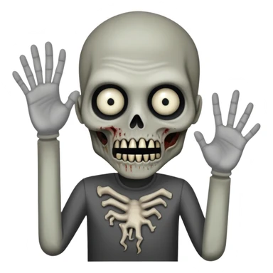 Super idol as hostile SCP-096 zombie with very small almost camouflaged pupils facing down and the upper face is grayish white and whitish gray while the lower jaw and rest of the body including hand and arm is just grayish black and the background is pitch black sticker