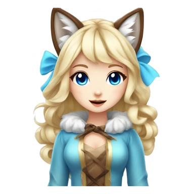 Anime chibi girl blonde with candy in the hair and fox ears blue eyes halloween princess sticker