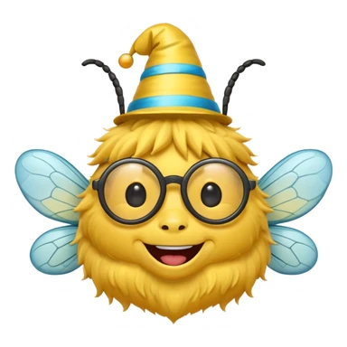 party hat bee with glasses sticker