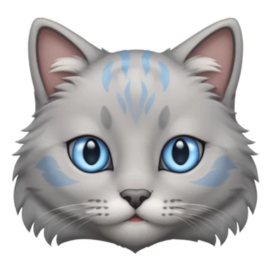 a gray cat with blue eyes on its FOREHEAD sticker