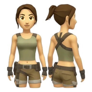 very low poly tomb raider, upper body sticker