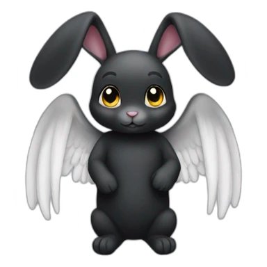 Black rabbit angel sticker