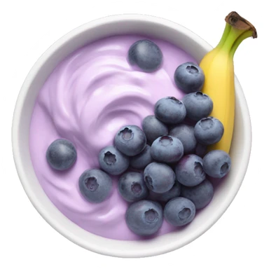 bowl with purple yogurt and banana and blueberries sticker