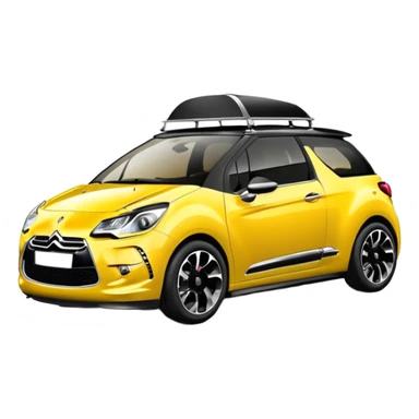 Yellow car Citroen DS3 with black roof sticker