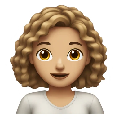 A girl with wavy hair and light skin with black eyes and brown hair drinking coffee sticker