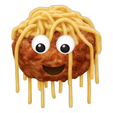 Spaghetti and meatballs, with a face arms and legs sticker