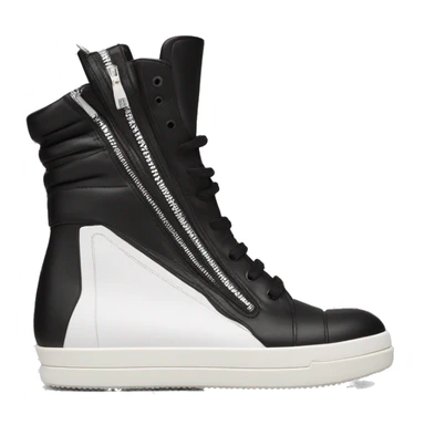 Rick owens geobasket sneaker zip hightop detailed sideprofile black white sticker