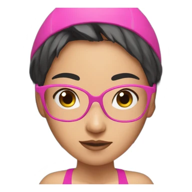 freestyle swim asian girl in pink swimsuit sticker