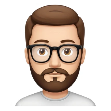 white man with brown hair and beard and hazel eyes and black square eyeglasses  sticker