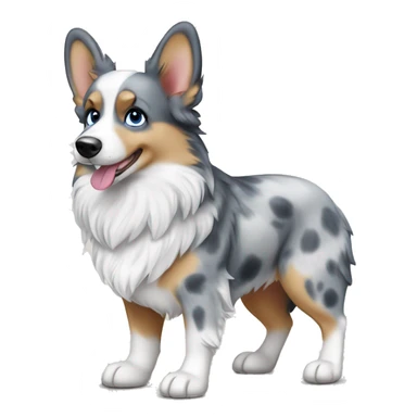 Blue Merle corgi with one blue eye full body sticker