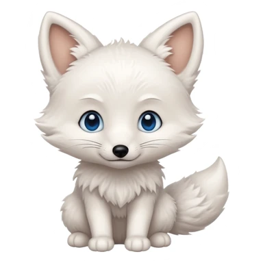 a white baby fox with blue eyes emoji sticker
