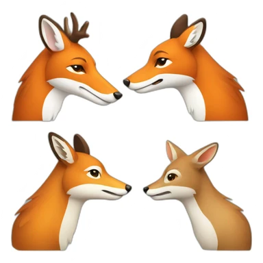 Handshake fox and deer  sticker