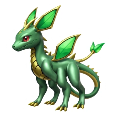Shiny 4-legged Rayquaza-Genesect-Zygarde-Leafeon-fusion, full body sticker
