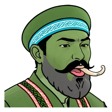 uzbek bearded man with national outfit licking his lips sticker