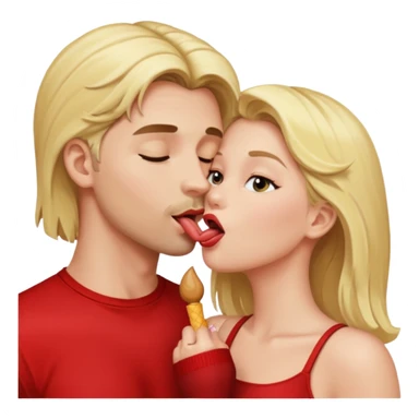 naked blonde woman licking naked man sticker