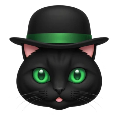 animal : chat noir avec chapeau melon sticker