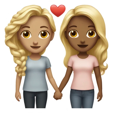 two beautiful girls in love holding hands, one is blonde, one is shorter and brunette sticker