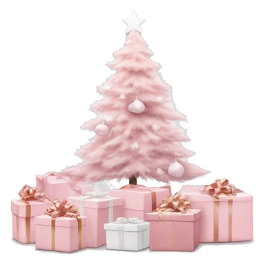 Light pink Christmas gifts under a white Christmas tree  sticker