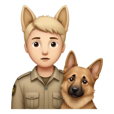 Person with one beige German Shepard dog  sticker