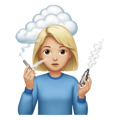 vaping person with blonde hair cloud of vapor sticker