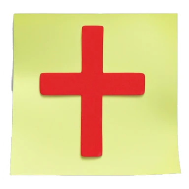 sticky note with red cross sticker