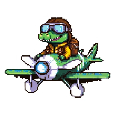 crocodile taking off in airplane sticker