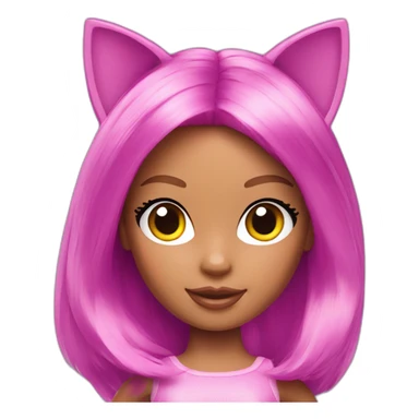 barbie doll wearing cat ears sticker