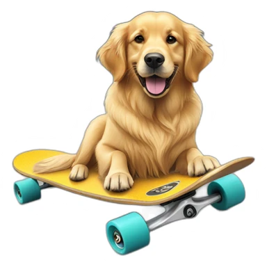 golden retriever on longboard skate sticker