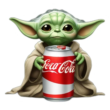 Bebe yoda drinking coca cola sticker