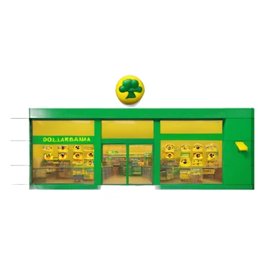“Exterior of a Dollarama store with the bright green facade, bold yellow Dollarama sign, large front windows, and entrance doors, capturing the look of a budget-friendly retail store.” sticker
