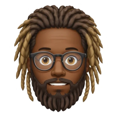 Black guy with dreadlocks and a beard glasses sticker