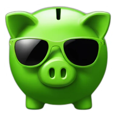 green piggybank with sunglasses sticker